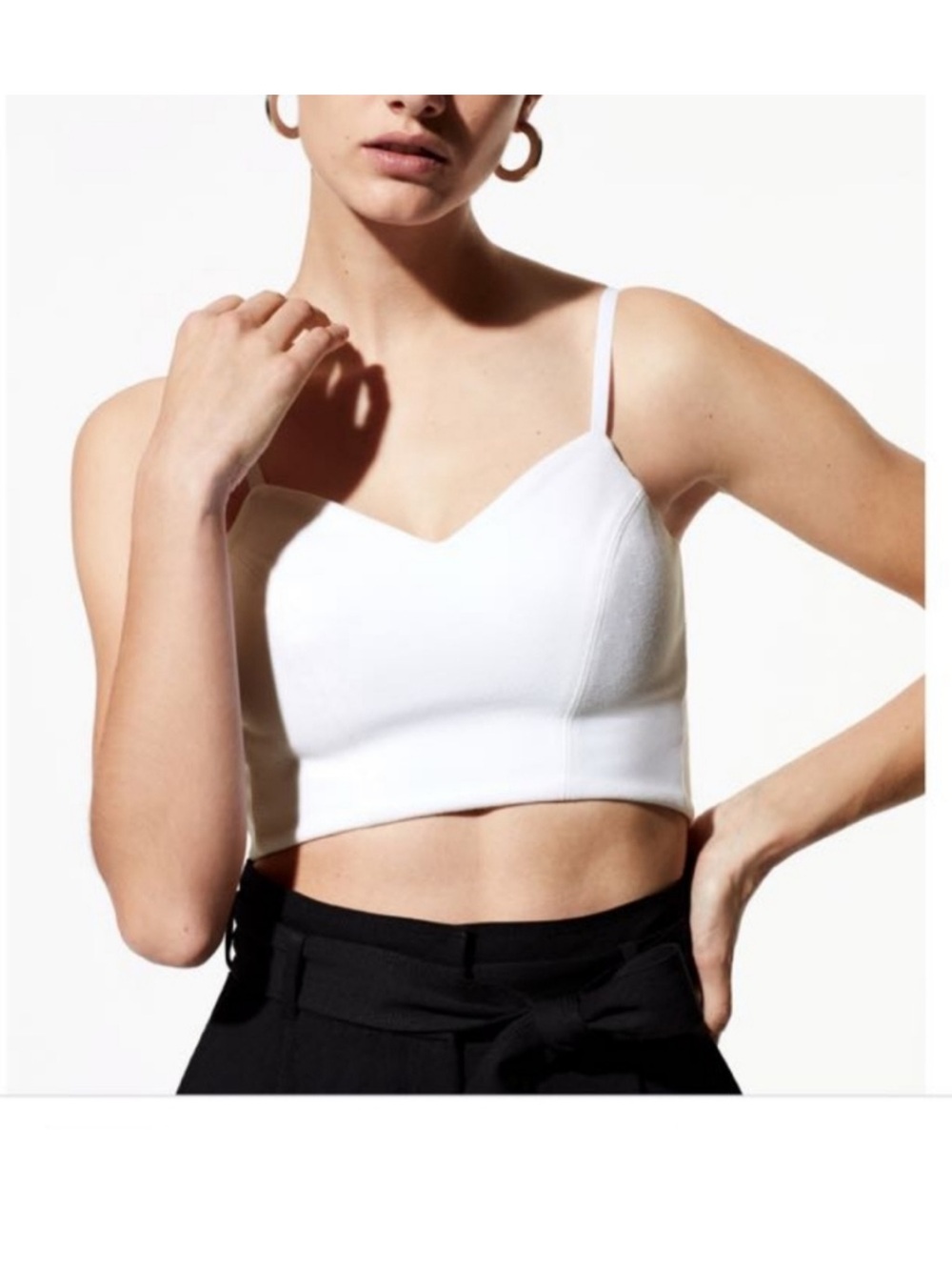 Aritzia Babaton White Cropped Bustier Bra Top | Small | Fabric Made in Italy